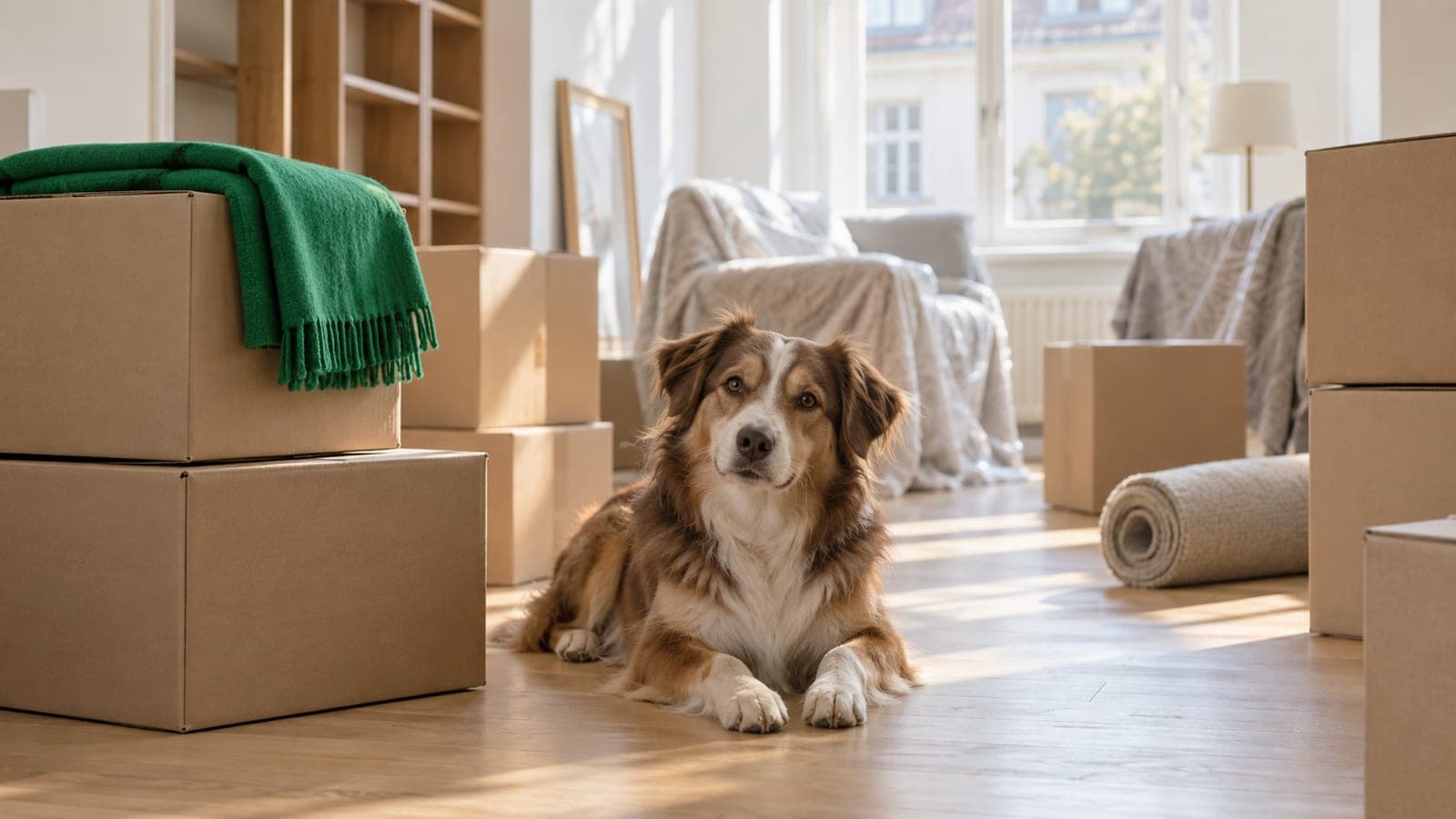 Umzug mit Haustieren – Hund und Katze zwischen Umzugskartons